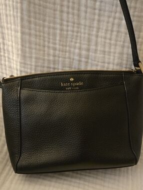kate spade Black Pebbled Leather Crossbody with Gold Hardware